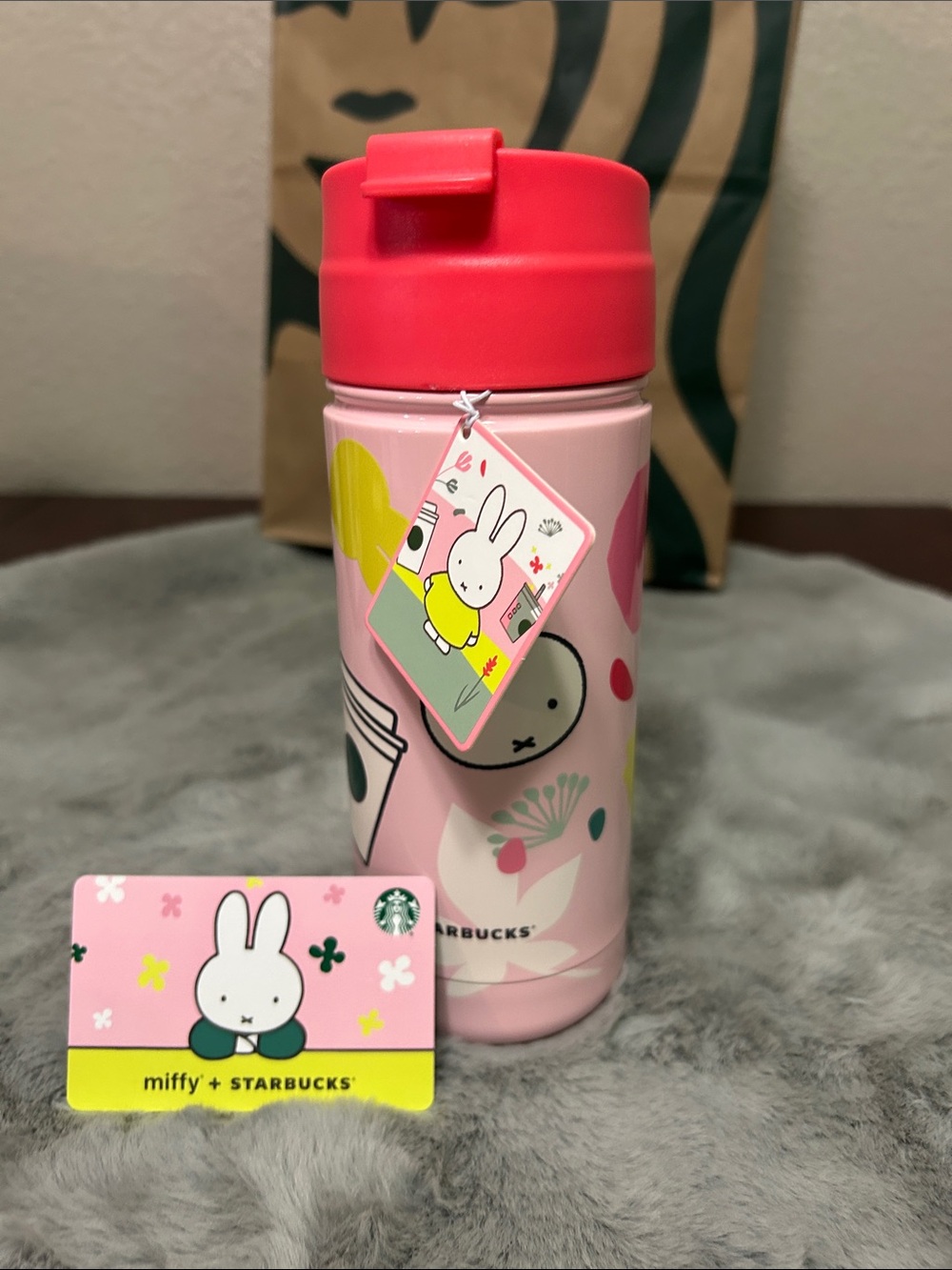 Starbucks Pink Miffy Kids Bottle with Red Lid